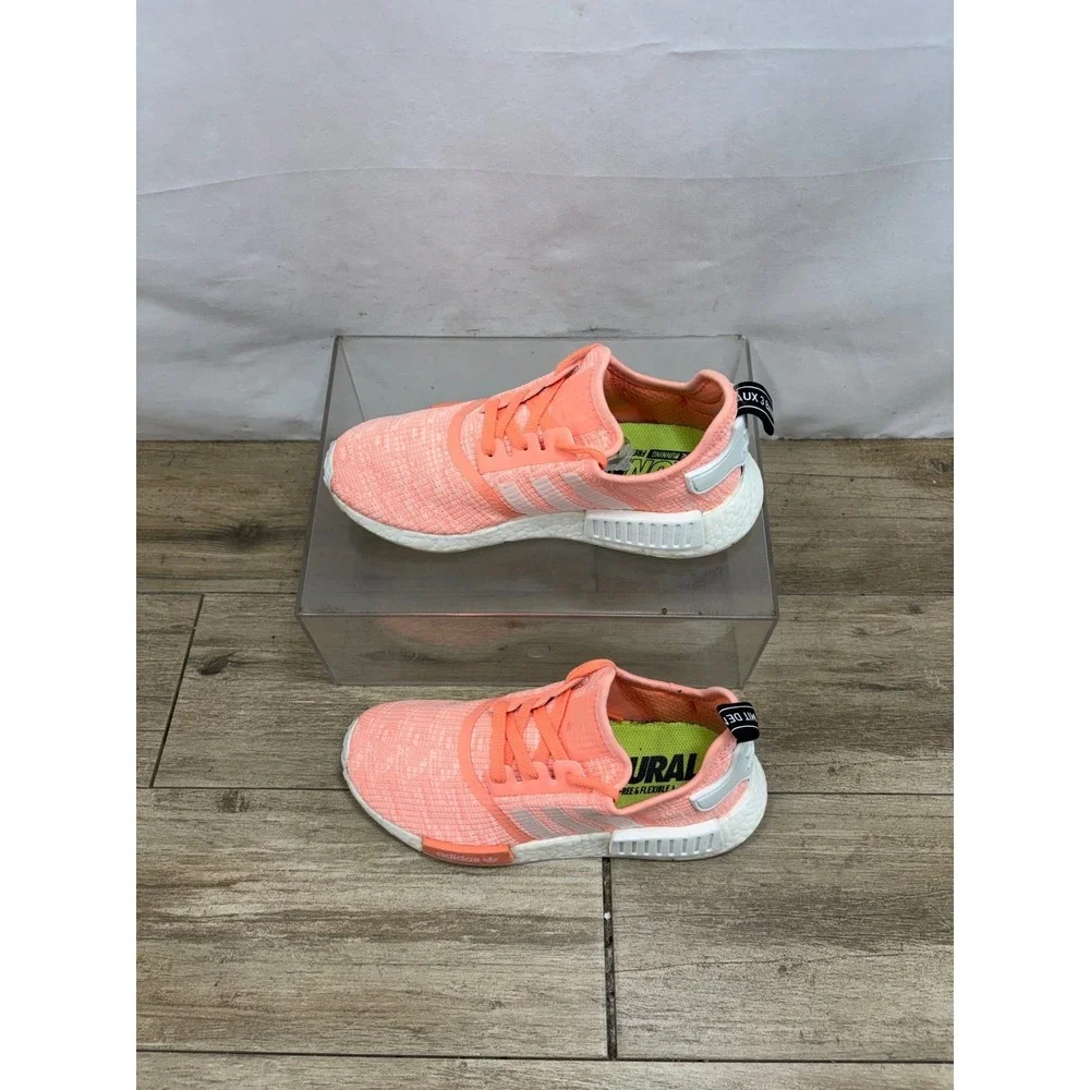 Adidas NMD_R1 Shoes Peach Coral Pink White Boost Women's Size 7.5 FY5608